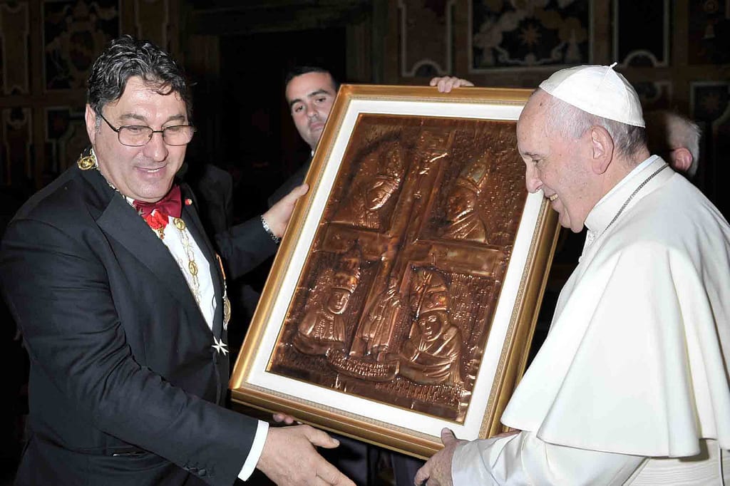 Quadro di Luigi Basile consegnato a Papa Francesco il 10 novembre 2018