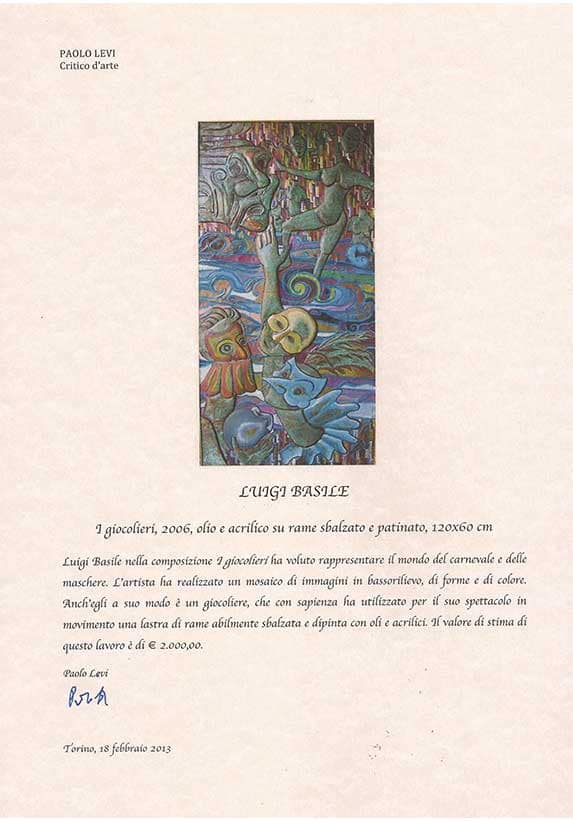 Paolo Levi quotazioni opere d'arte dell'artista Luigi Basile