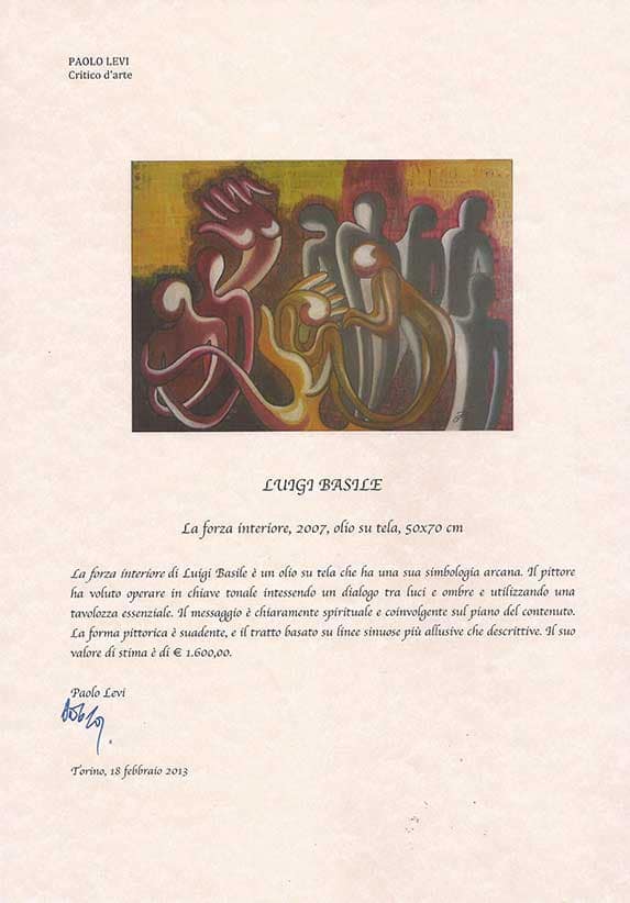 Paolo Levi quotazioni opere d'arte dell'artista Luigi Basile