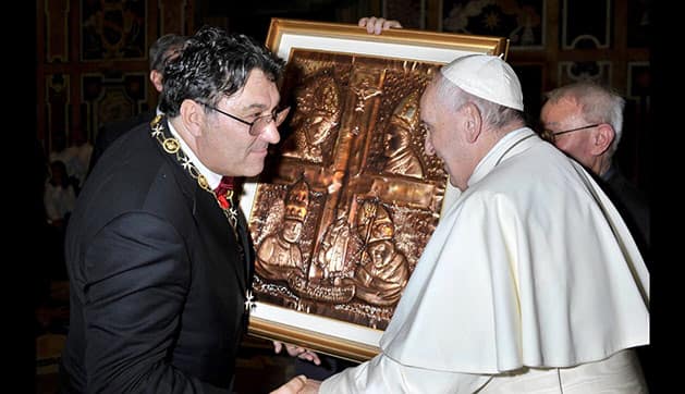 Quadro di Luigi Basile consegnato al santo papa il 10 novembre 2018